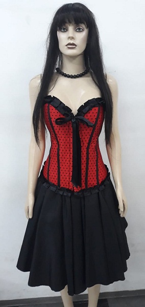 50s Corsellet vermelho bola preta 